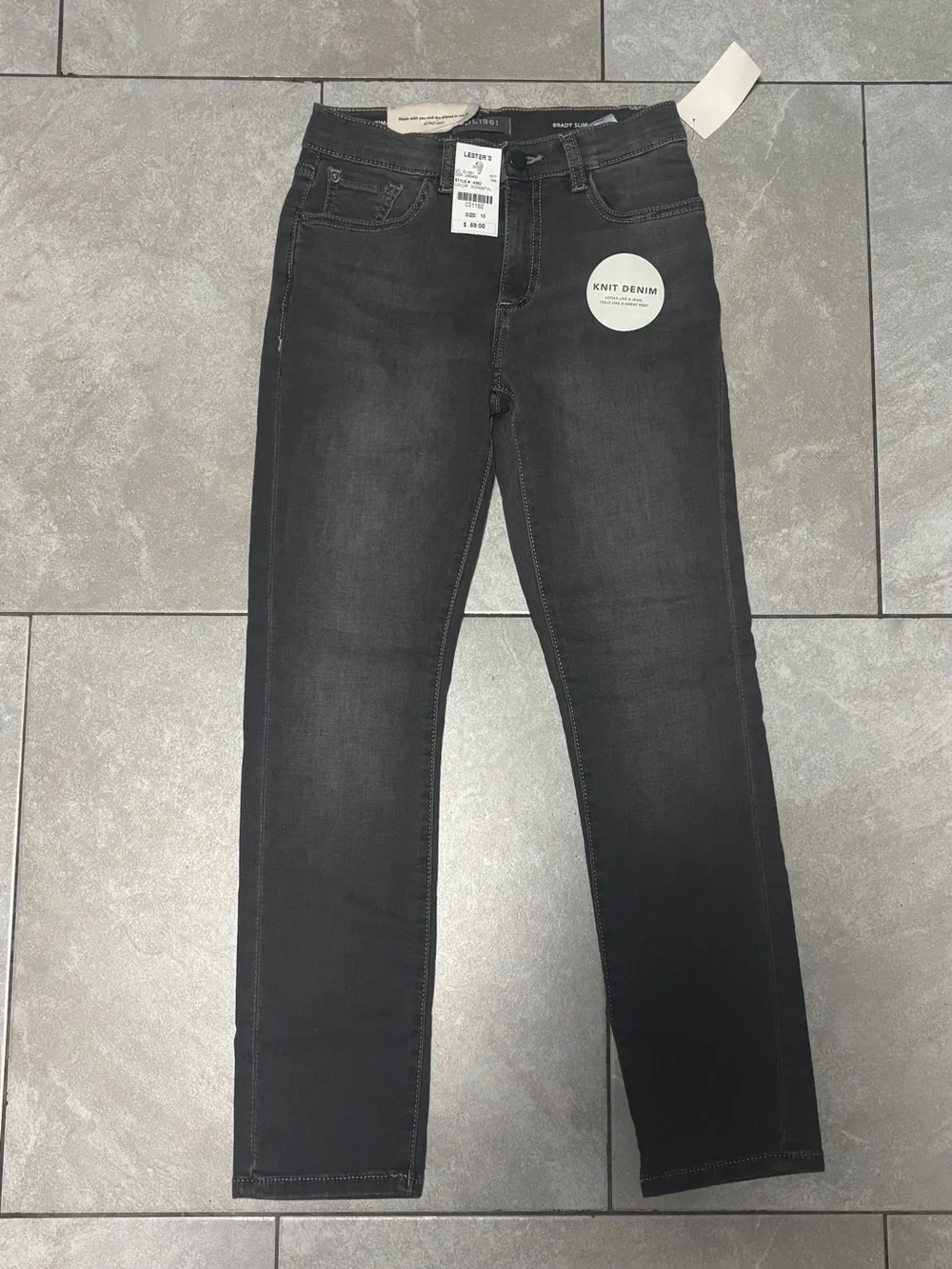 DL1961 Brady Slim Kids Black Knit Denim Jeans